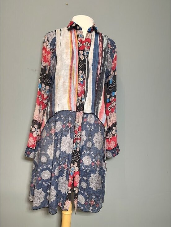 Dresses & Skirts - Dor Dor Couture Patchwork Floral Maxi Duster Kimono Robe Size M #mixedmedia